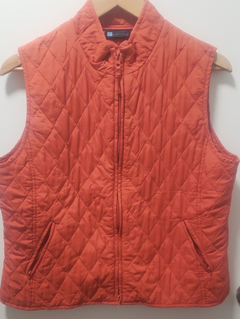 Quilted Orange Zip Front Vest